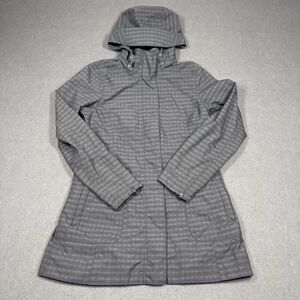 Marmot Jacket Womens Medium Gray Plaid Membrane Removable Hood Coat Full Zip